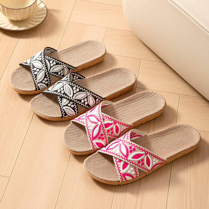 Mule Slip On - Linen Home Slippers Women Flats Summer