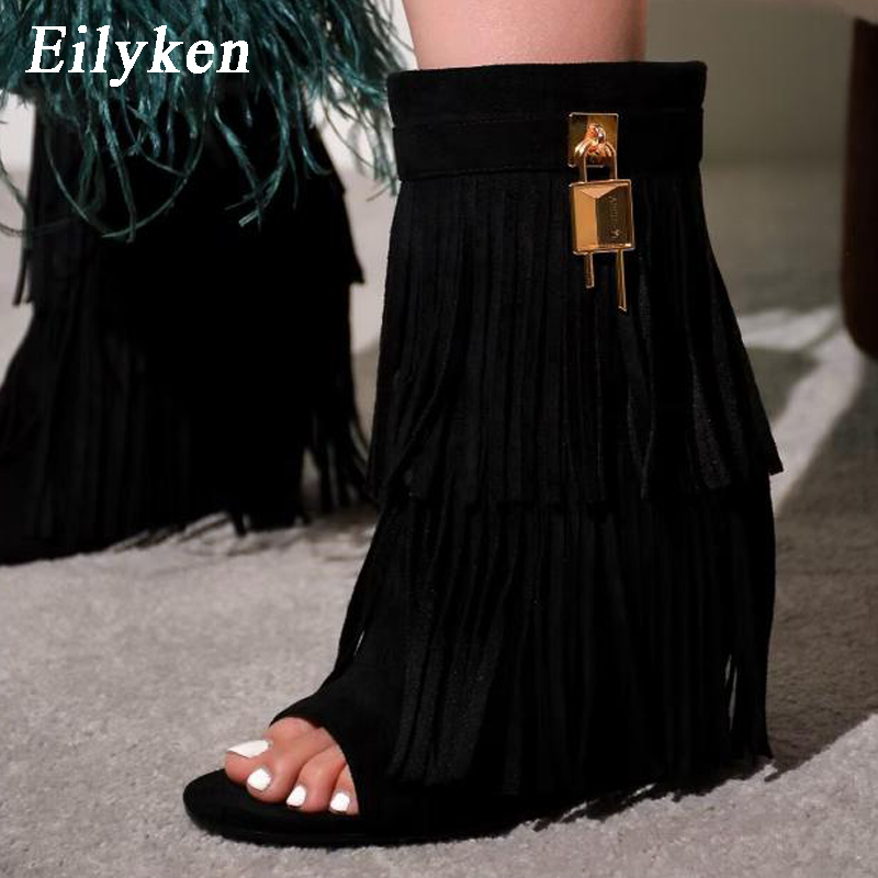 Women'S Shoes Quality - Eilyken Designer Fringe Wedges Boot Sandals