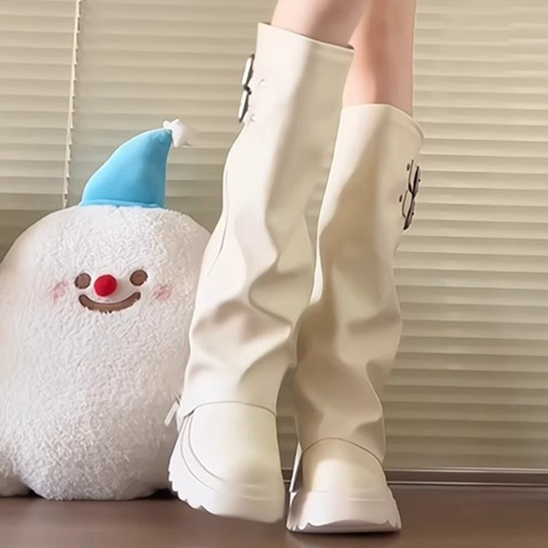 Punk Style Splicing Thick Bott - Knee High Boots Women review and price